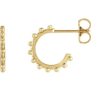 14k yellow gold hoop beaded earrings