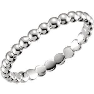 14K White Gold Stackable Beaded Ring