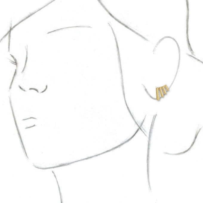 vertical bar fan ear climber earrings in 14k yellow gold