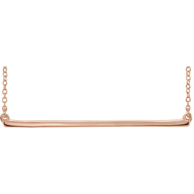 14k rose gold skinny horizontal bar necklace