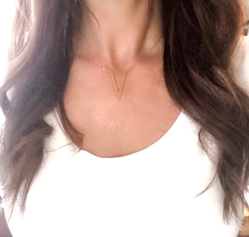 Chevron Necklace in Gold on Model