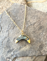 labradorite crescent moon gold necklace
