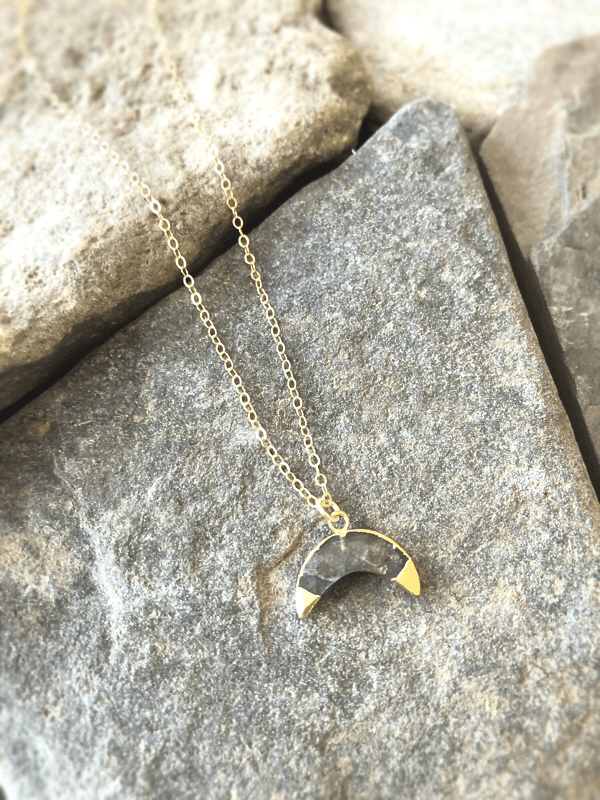 gold labradorite crescent moon necklace