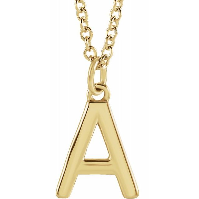 yellow gold initial letter pendant necklace