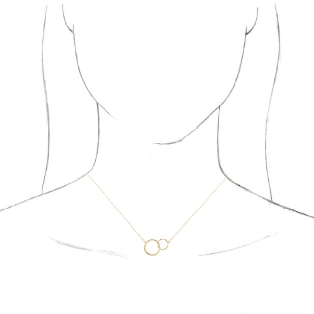 14k yellow gold interlocking circles love necklace
