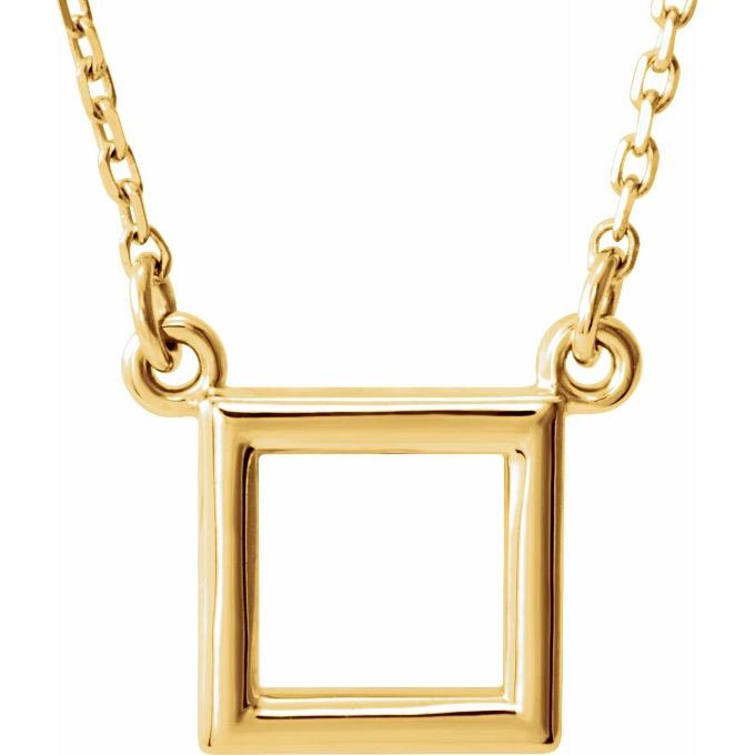 14k yellow gold geometric square necklace