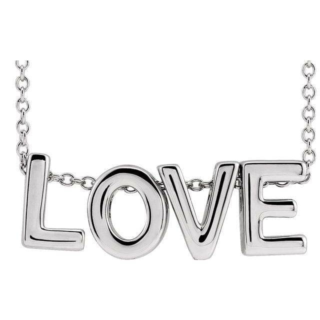 Love message charm necklace in sterling silver