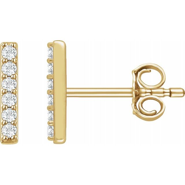 14K Yellow Gold Diamond Bar Earrings | Abrau Jewelry