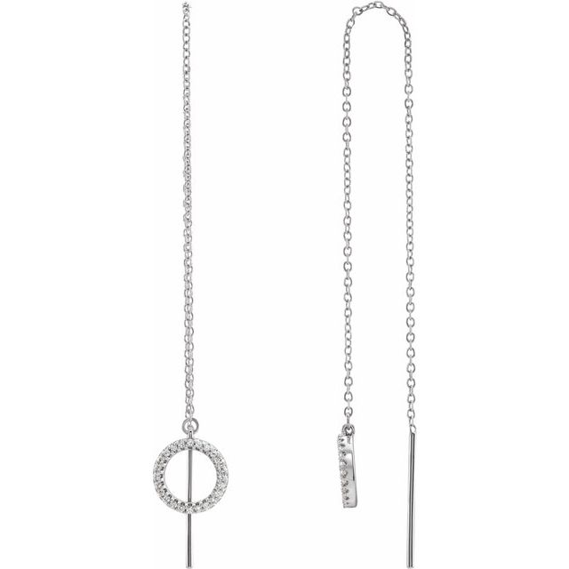 Diamond Circle Threader Earrings | Abrau Jewelry