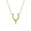 yellow gold wishbone necklace with diamonds