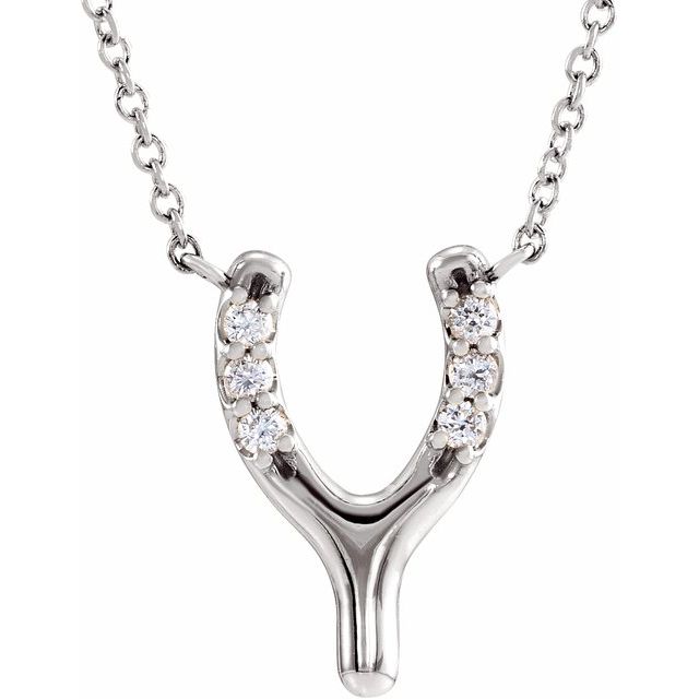 14k white gold wishbone diamond necklace